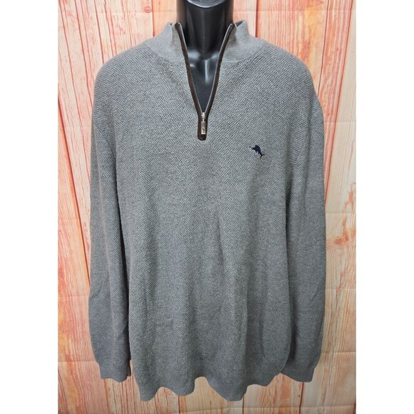 Tommy Bahama Gray Mens Half-Zip Sweater XXXL Cotton/Cashmere/Silk - Picture 1 of 9
